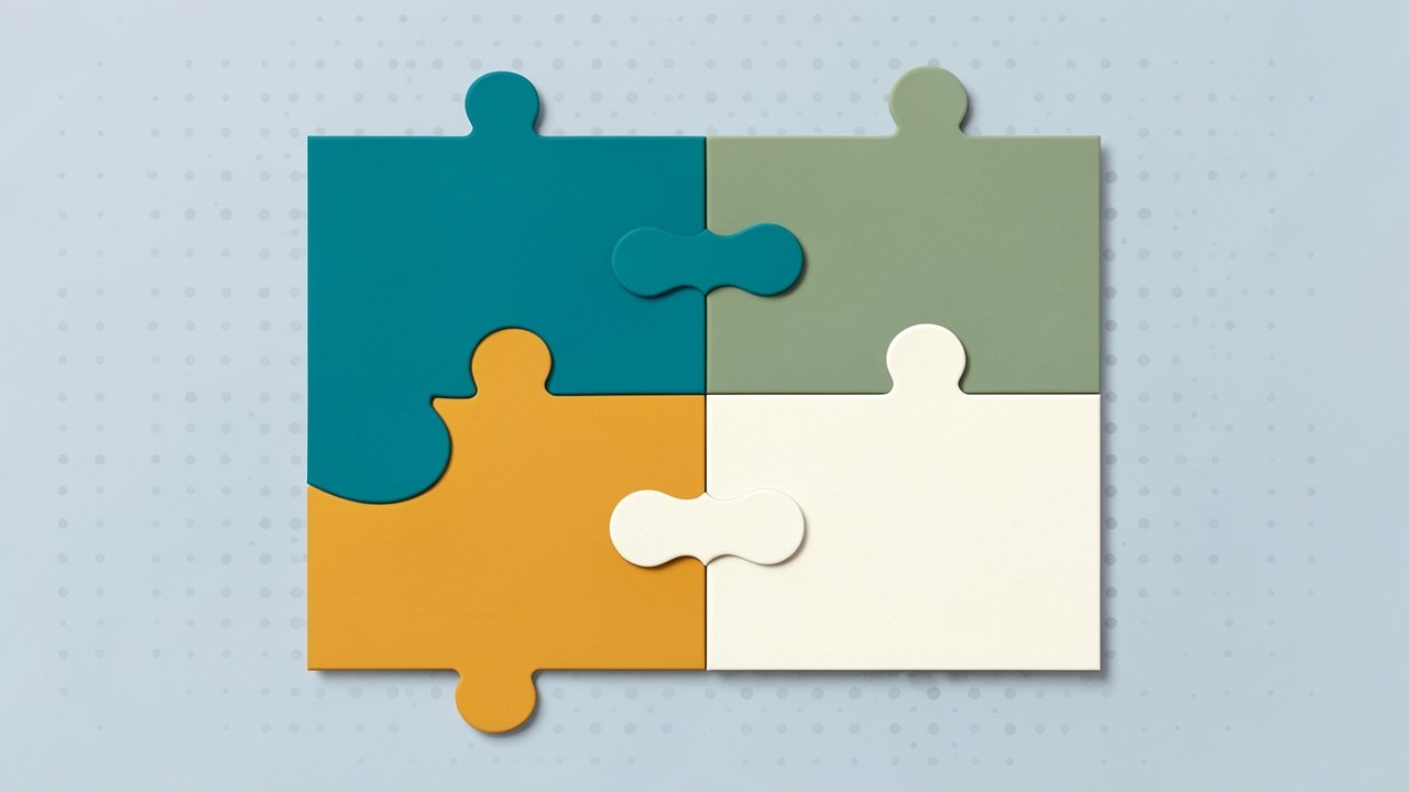 A conceptual illustration of different loan types as interlocking puzzle pieces.