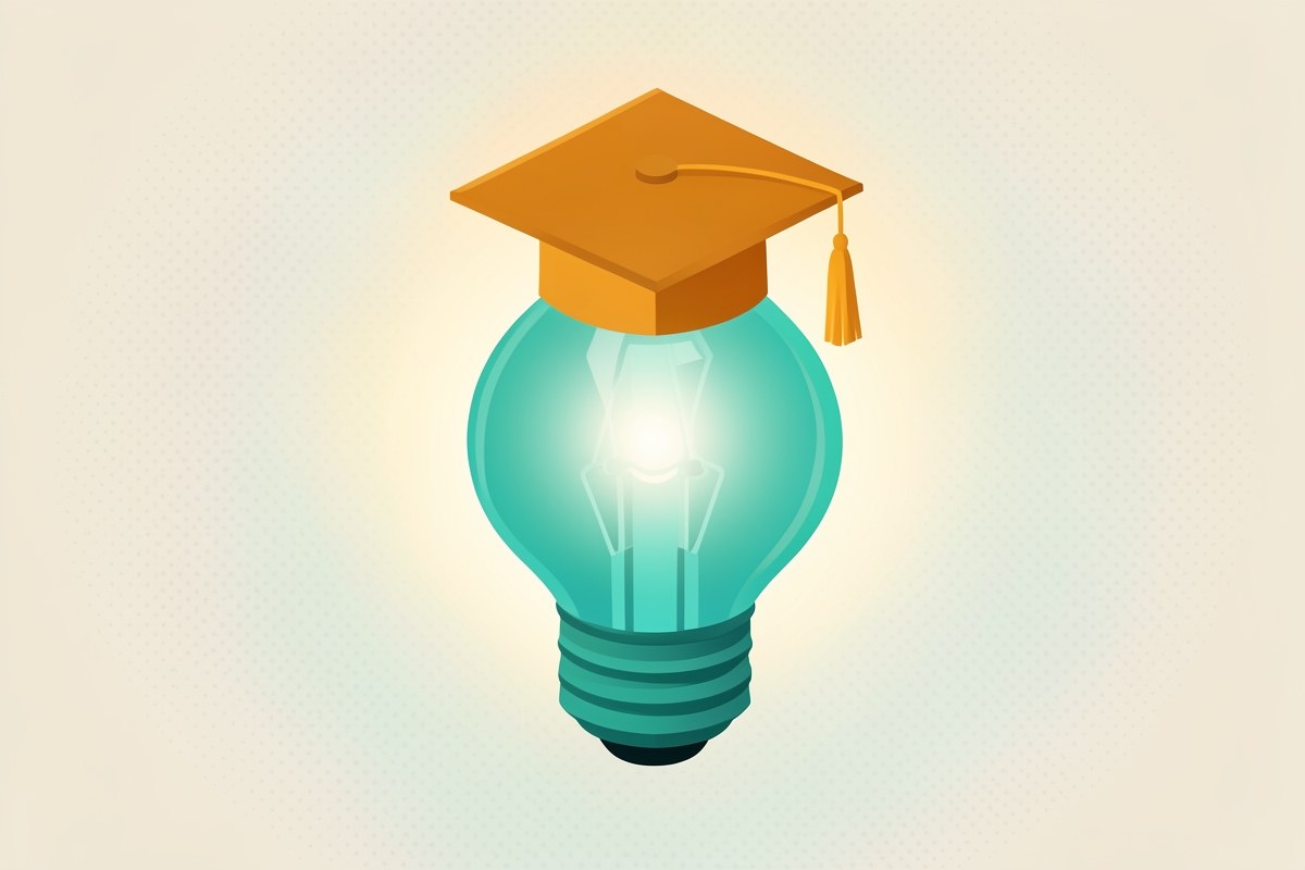 A lightbulb with a graduation cap, symbolizing advice and education.